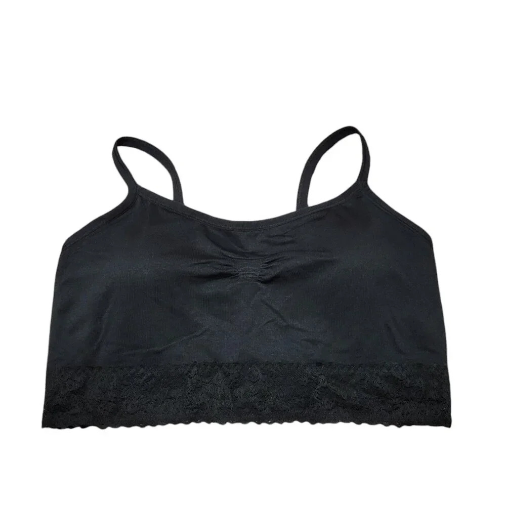 Torrid Curve Lightly Lined Black Seamless Lace Band Bralette Size 2 - Picture 3 of 7